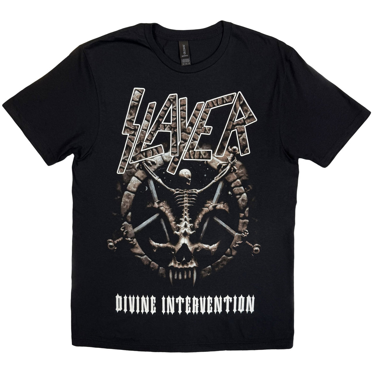 Slayer Unisex T-Shirt: Divine Intervention 2014 Dates (Black) (Back Print & Ex-Tour)