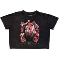 Sleep Token Ladies Stone Wash Crop Top: Skull & Flowers (Charcoal Grey)