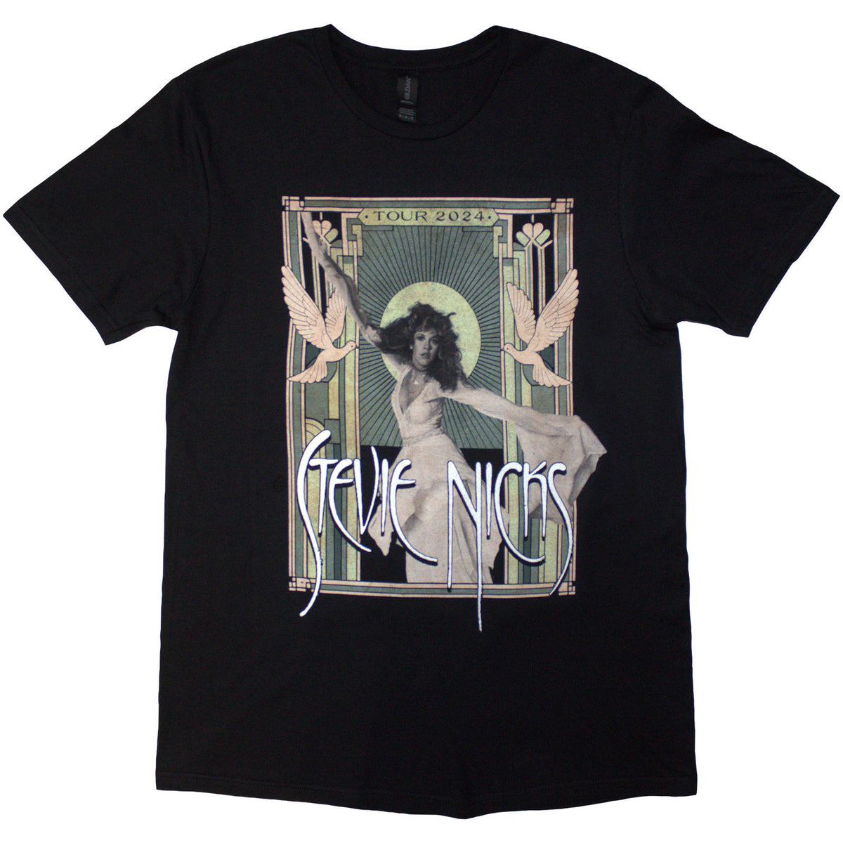 Stevie Nicks Unisex T-Shirt: Tour '24 Doves (Black) (Back Print & Ex-Tour)