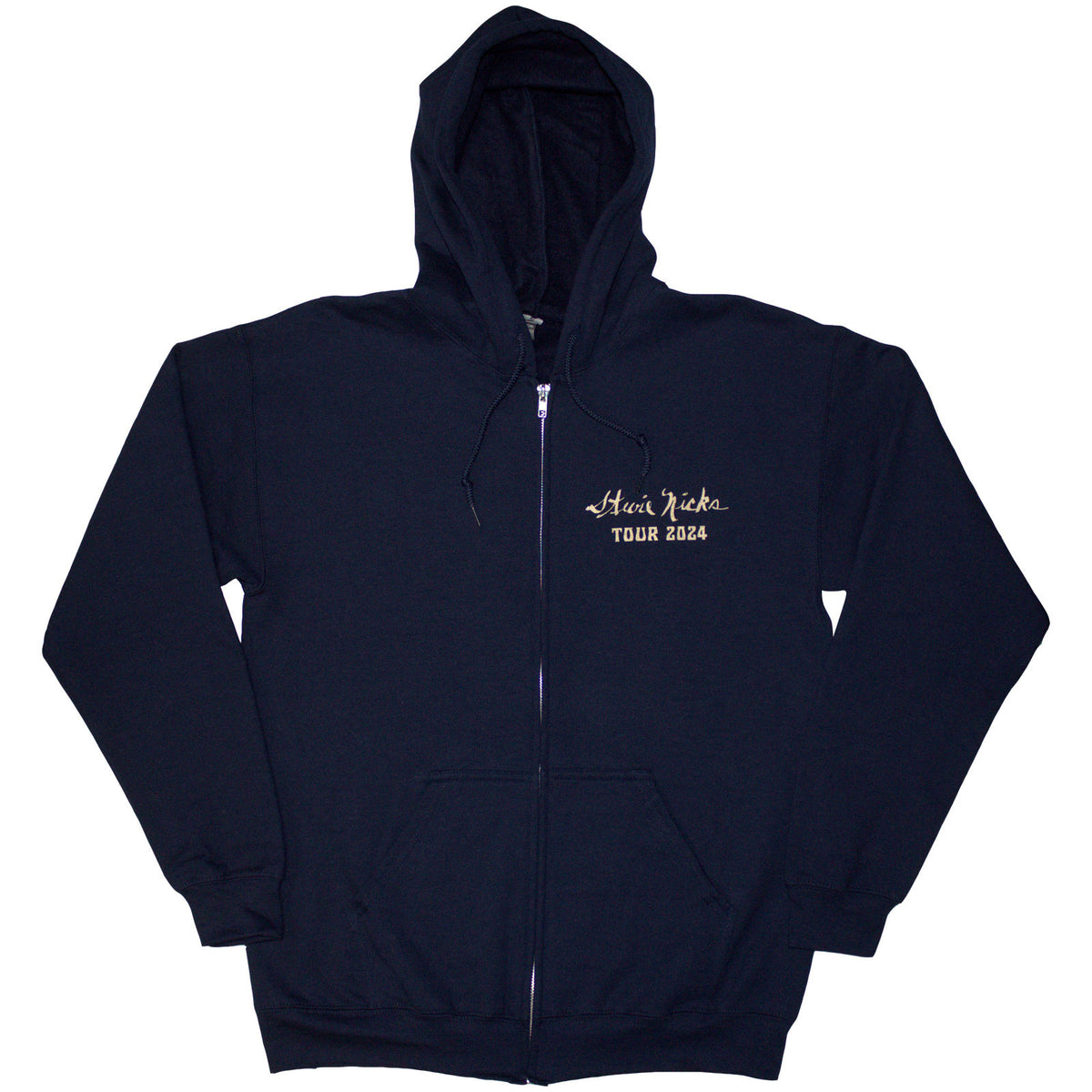 Stevie Nicks Unisex Zipped Hoodie: Tour '24 Live Photo (Navy Blue) (Back Print & Ex-Tour)