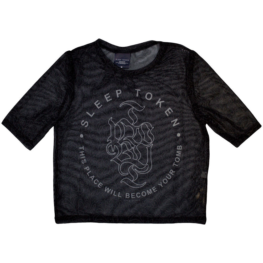 Sleep Token: Tomb Ladies Mesh Crop Top (Black)