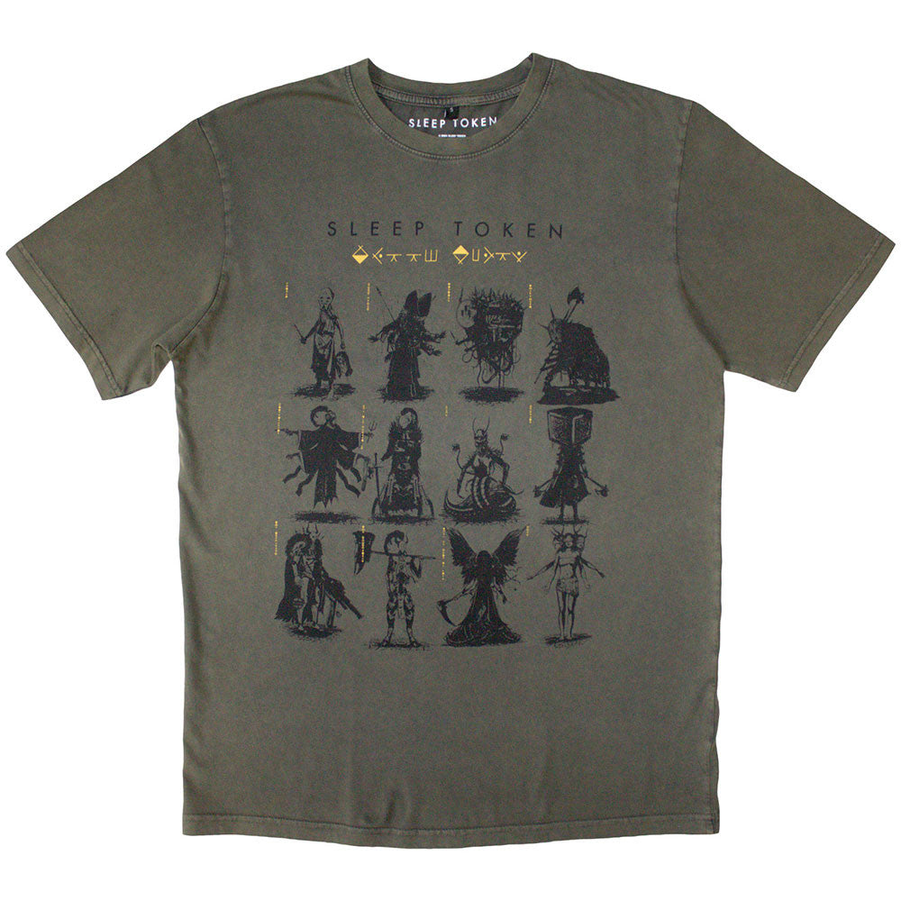 Sleep Token: Grid Unisex Stone Wash T-Shirt (Green)