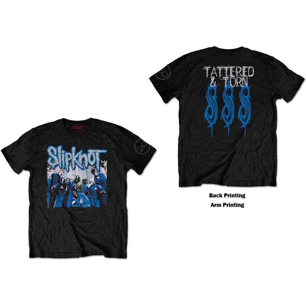 Slipknot: 20th Anniversary Tattered & Torn Unisex T-Shirt (Black) (Back Print)