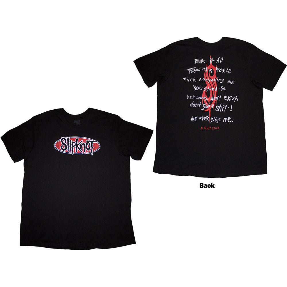 Slipknot: F It All Unisex T-Shirt (Black) (Back Print)