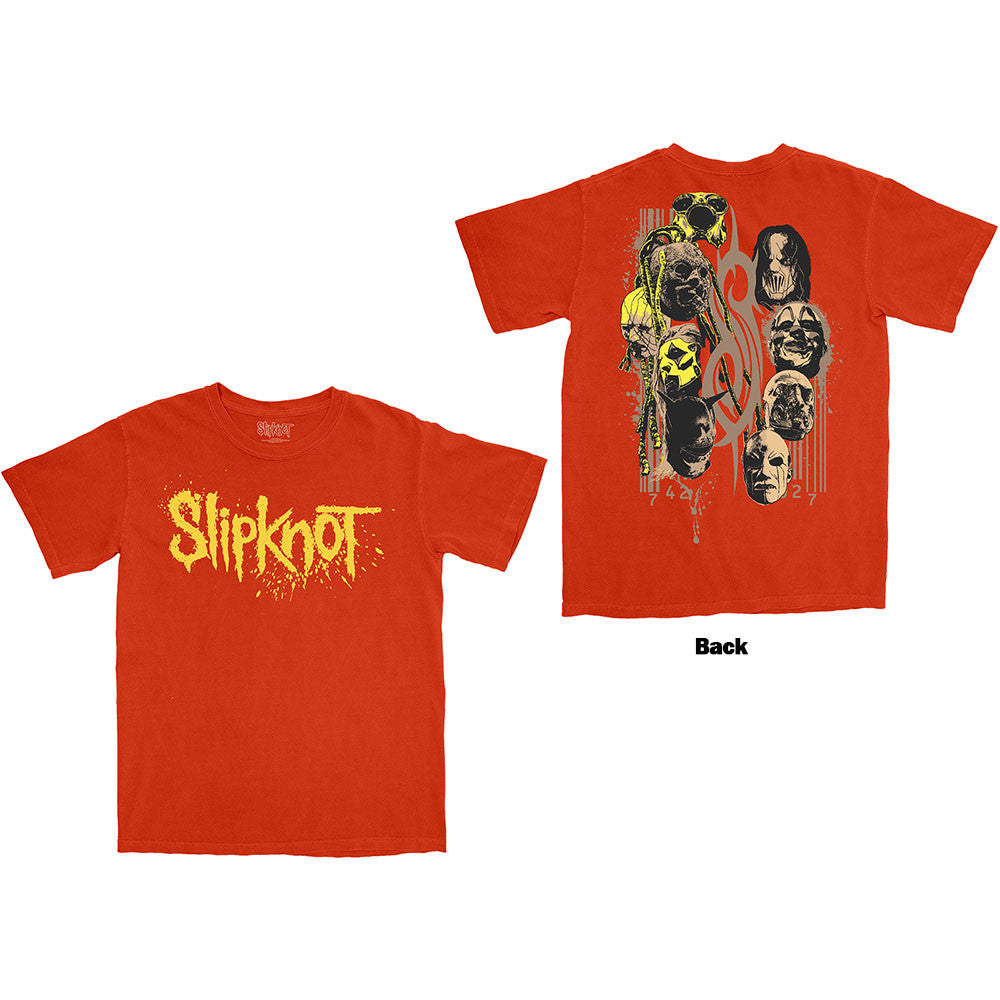 Slipknot: Splatter Logo Unisex T-Shirt (Orange) (Back Print)