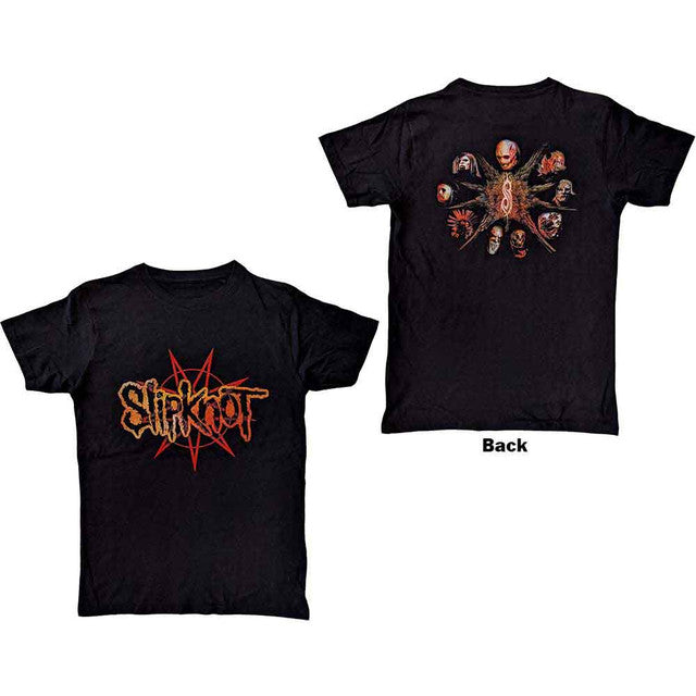 Slipknot: The End, So Far Pentagram Heads Unisex T-Shirt (Black) (Back Print)