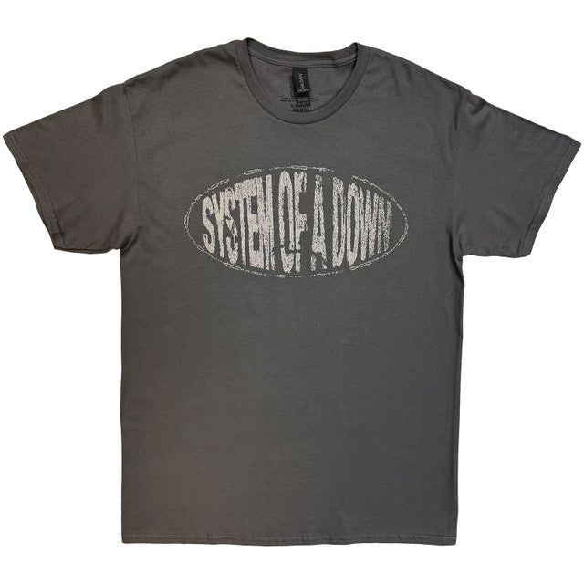 System Of A Down: Stretched Logo Unisex T-Shirt (Charcoal Grey)