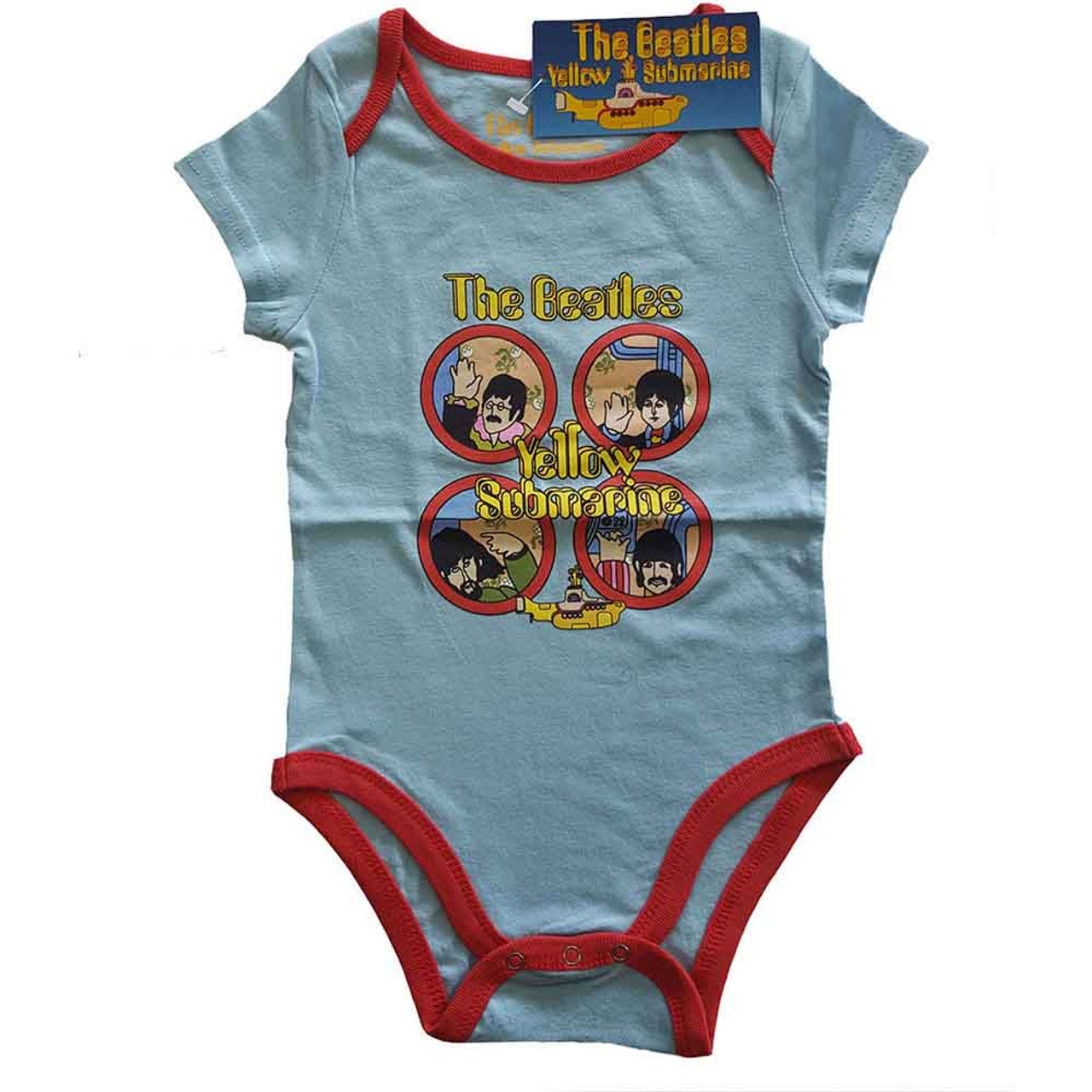 The Beatles: Yellow Sub Baby Grow | Baby Blue & Red
