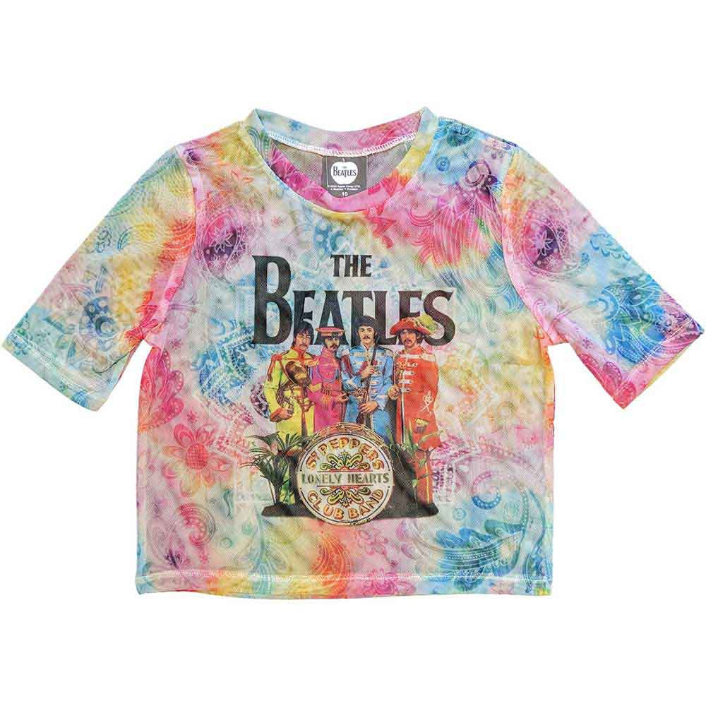 The Beatles: Sgt Pepper Ladies Mesh Crop Top (White)