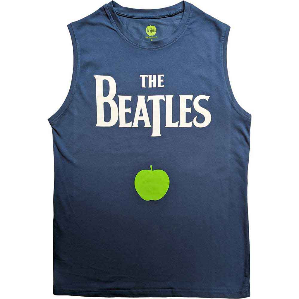 The Beatles: Drop T Logo & Apple Unisex Tank T-Shirt (Denim Blue)