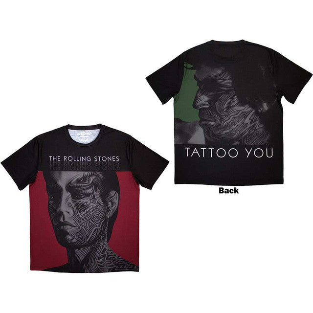The Rolling Stones: Tattoo You Unisex Sublimation T-Shirt (Black) (Back Print)