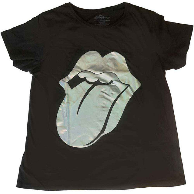 The Rolling Stones: Foil Tongue Unisex T-Shirt (Black) (Embellished)