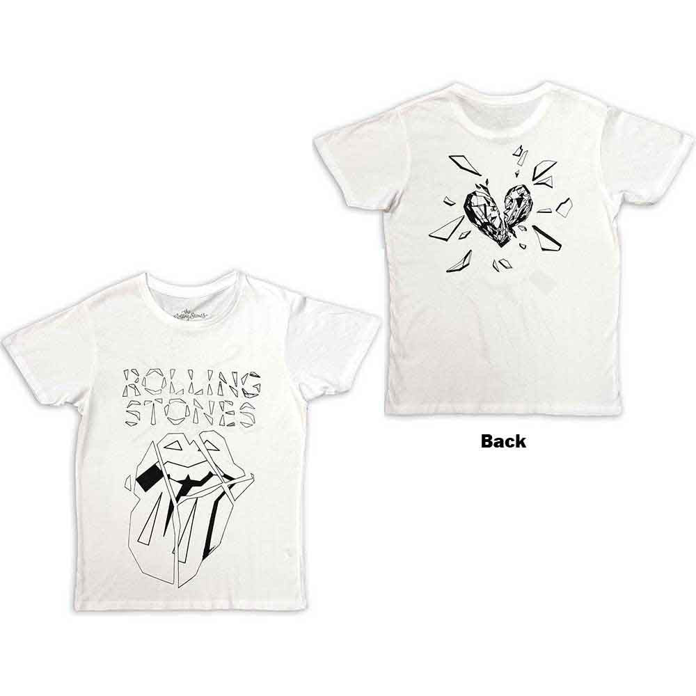 The Rolling Stones: Hackney Diamonds Diamond Tongue Outline Unisex T-Shirt (White) (Back Print)