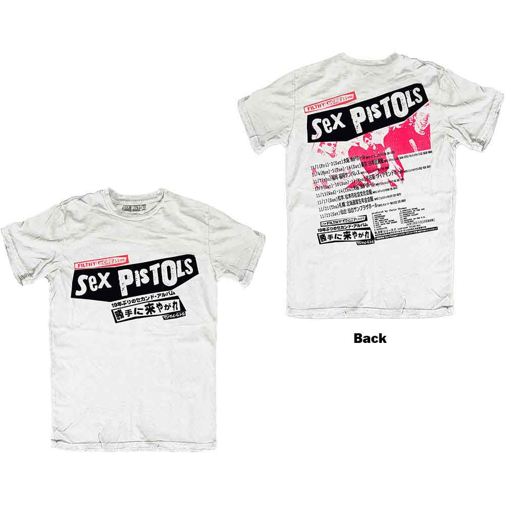 The Sex Pistols: Filthy Lucre Japan Unisex T-Shirt (White) (Back Print)