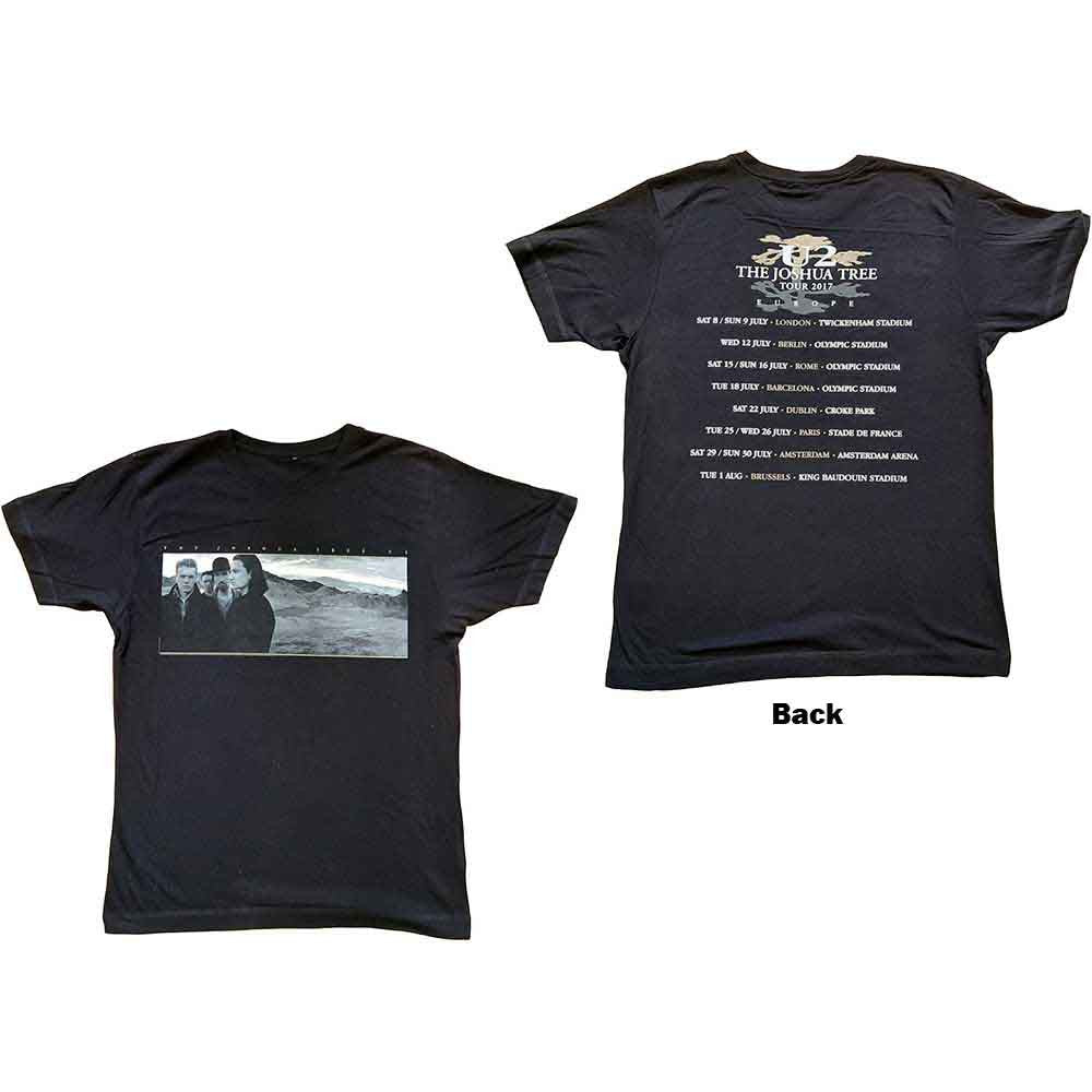 U2: Joshua Tree Photo Unisex T-Shirt (Black) (Back Print & Ex-Tour)
