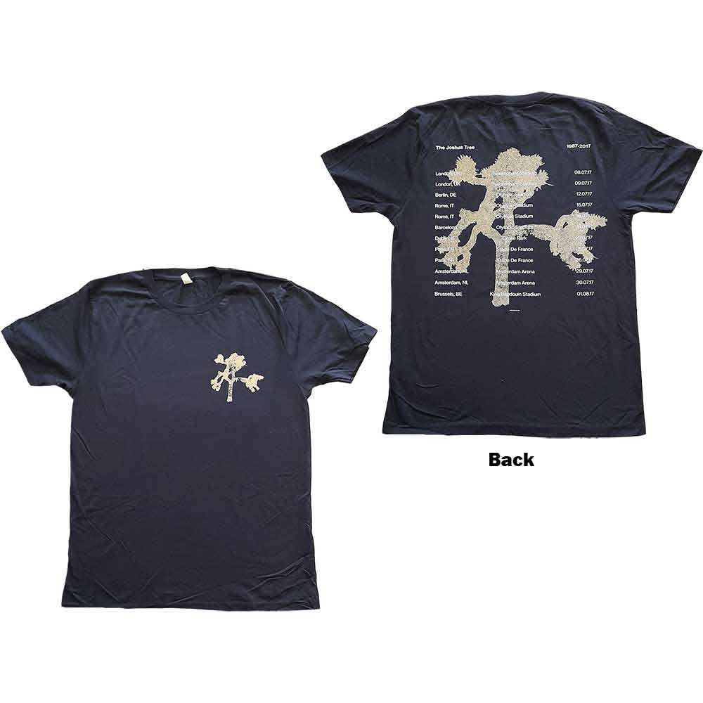 U2: Joshua Tree Photo Unisex T-Shirt (Navy Blue) (Back Print & Ex-Tour)