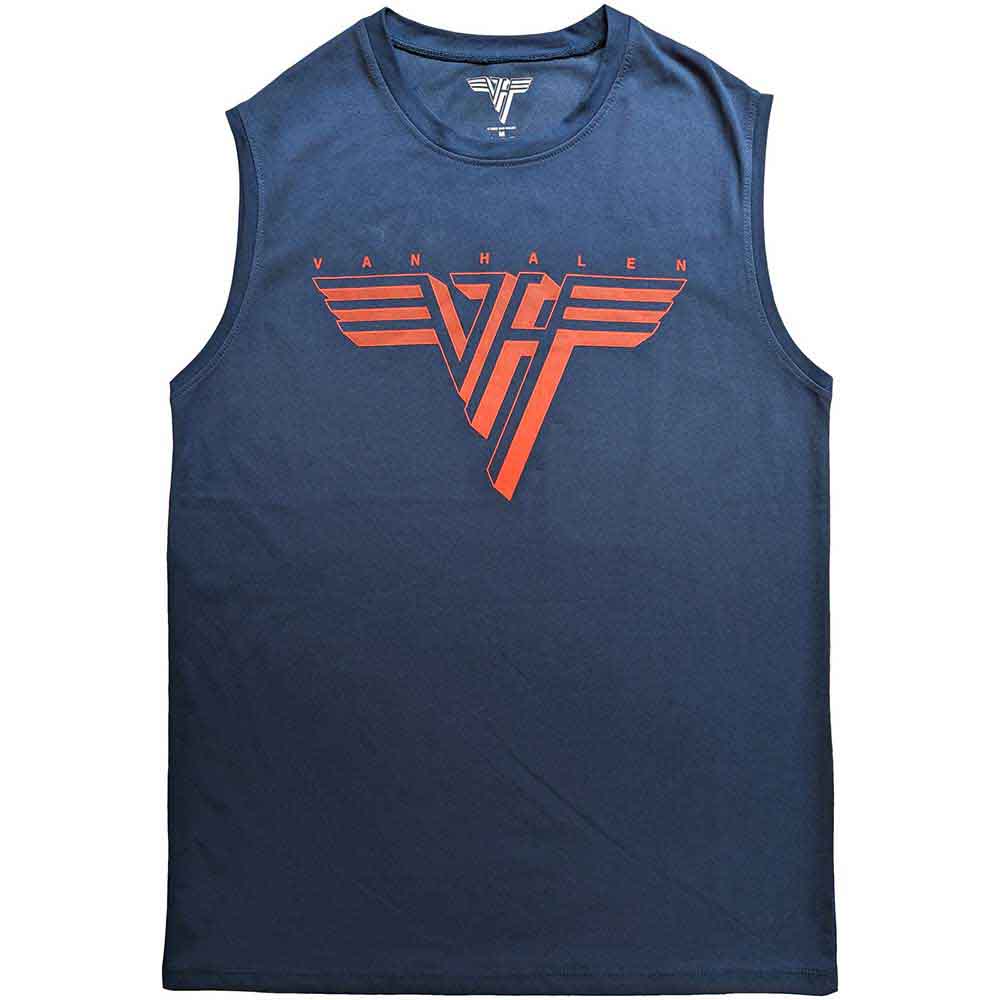 Van Halen Unisex Tank T-Shirt: Classic Red Logo (Denim Blue)