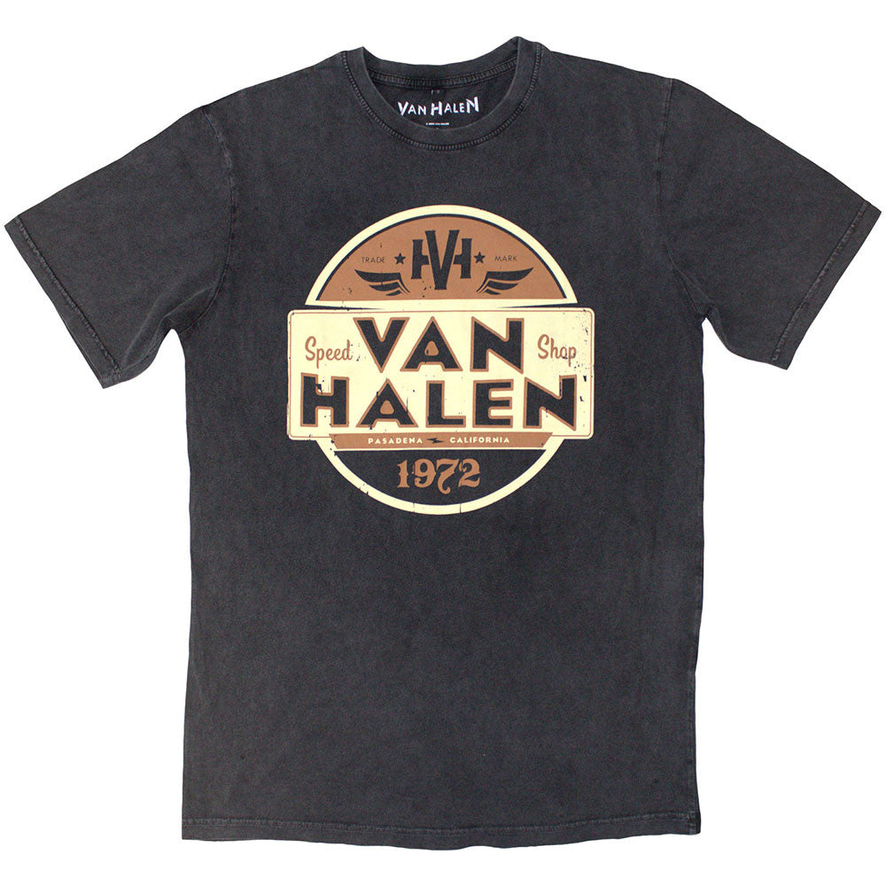 Van Halen: Speed Shop Unisex Stone Wash T-Shirt (Charcoal Grey)