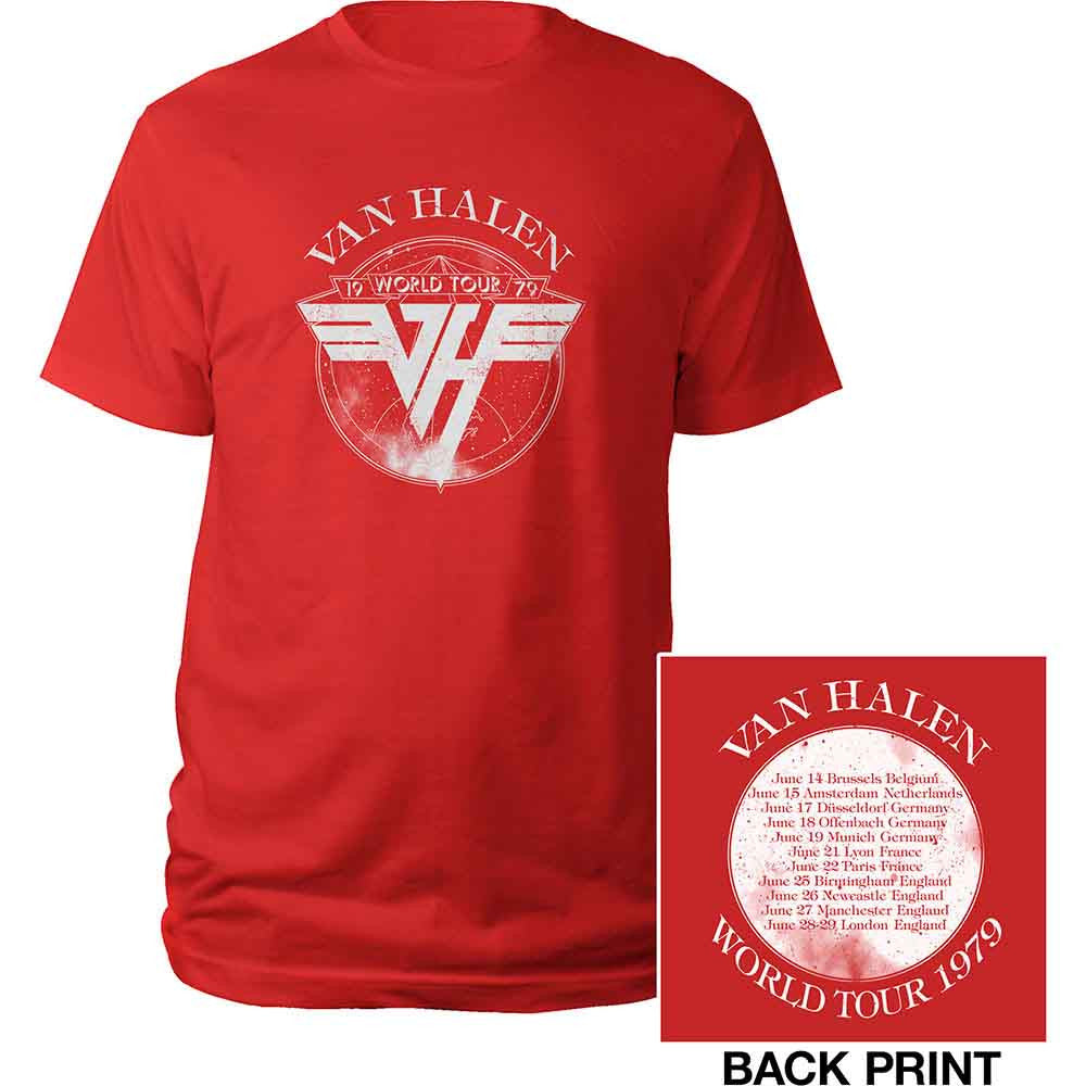 Van Halen: 1979 Tour Unisex T-Shirt (Red) (Back Print)