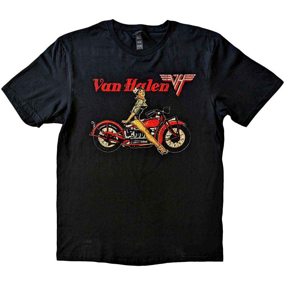 Van Halen: Pin-up Motorcycle Unisex T-Shirt (Black)