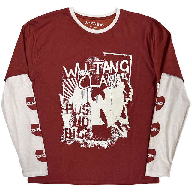 Wu-Tang Clan: Graffiti Unisex Layered Long Sleeve T-Shirt (Red & White) (Sleeve Print)
