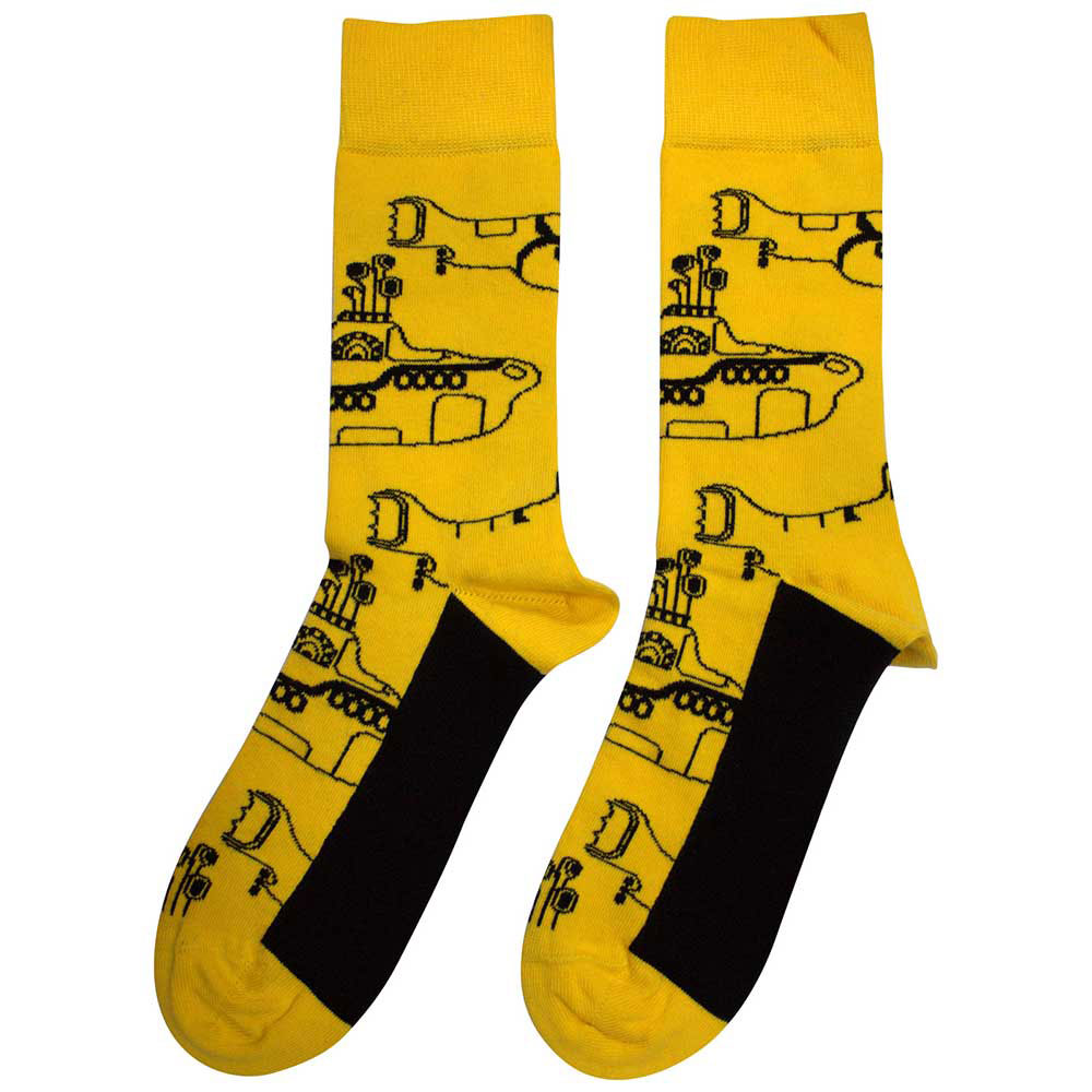 The Beatles Unisex Ankle Socks: Sub Outline Repeat (Yellow) (UK Size 4 - 7)