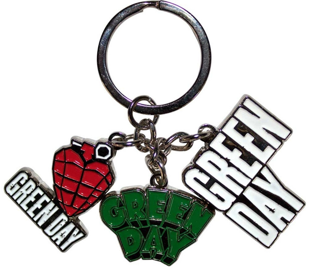 Official Green Day 'Logo Charms' Keychain - Nickel Plated Multi-Charm | Punk Gift