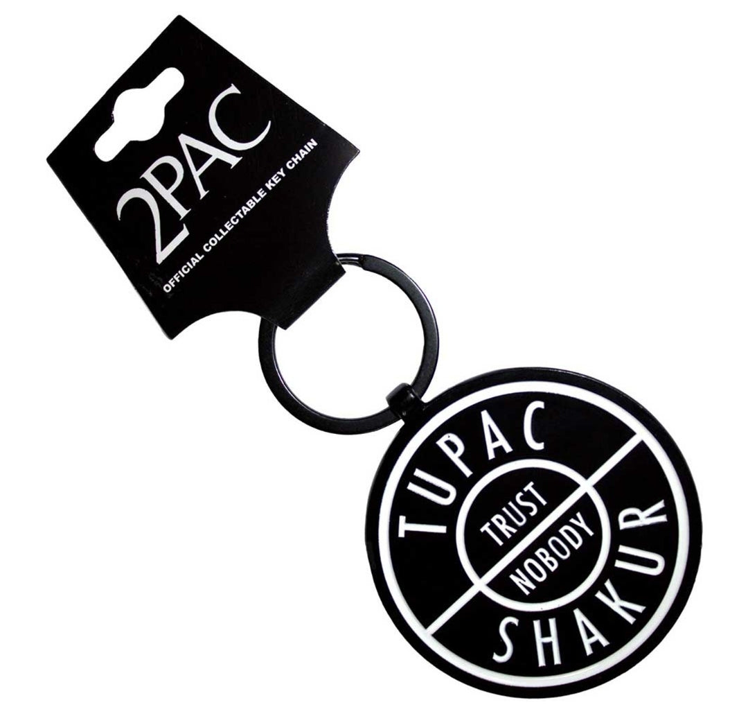 Tupac 'Trust Nobody' Keychain – Official Licensed Black Nickel Plated Metal Keyring