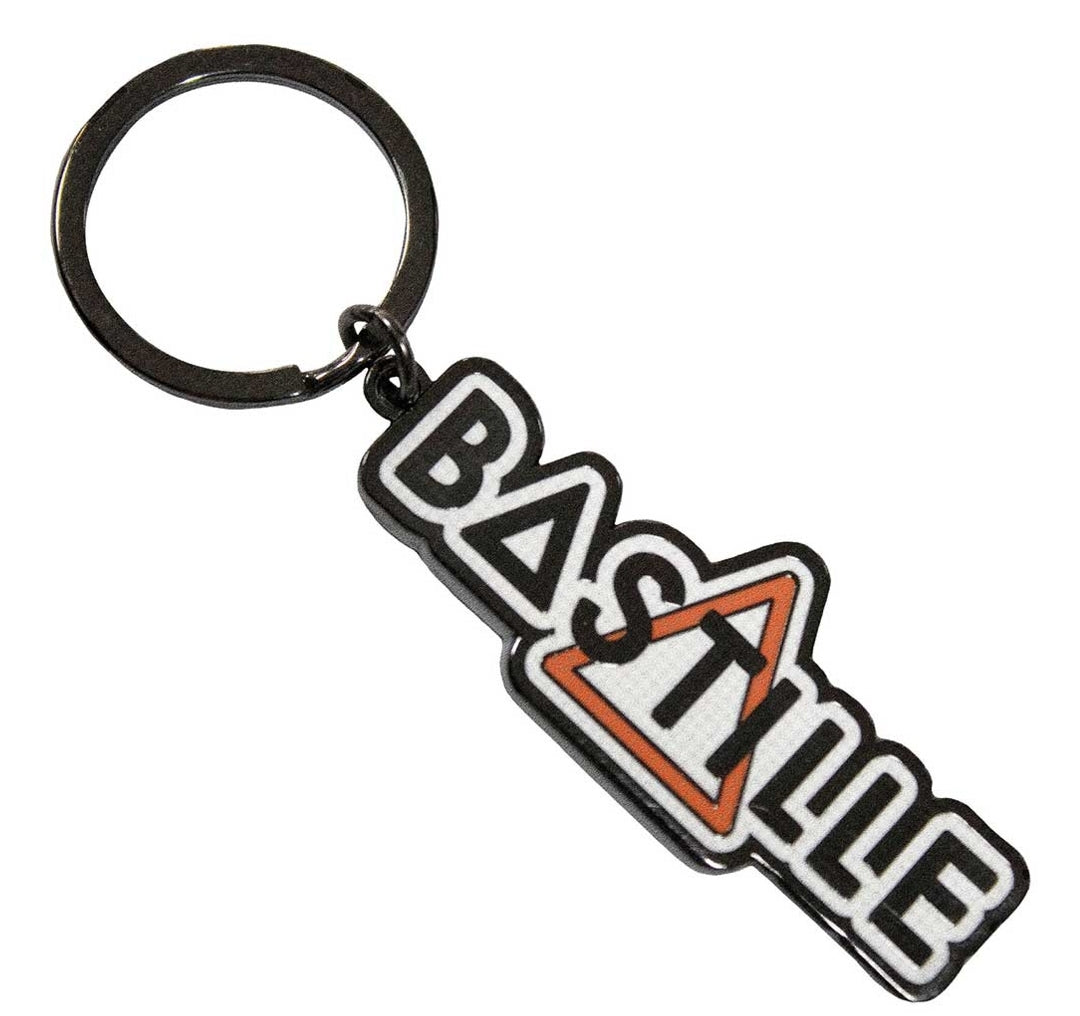 Bastille 'Orange Triangle' Keychain – Official Licensed Black Nickel Plated Metal Keyring