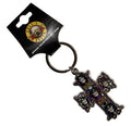 Official Guns N' Roses 'Appetite' Keychain - Nickel Plated Skull Cross | Rock Gift