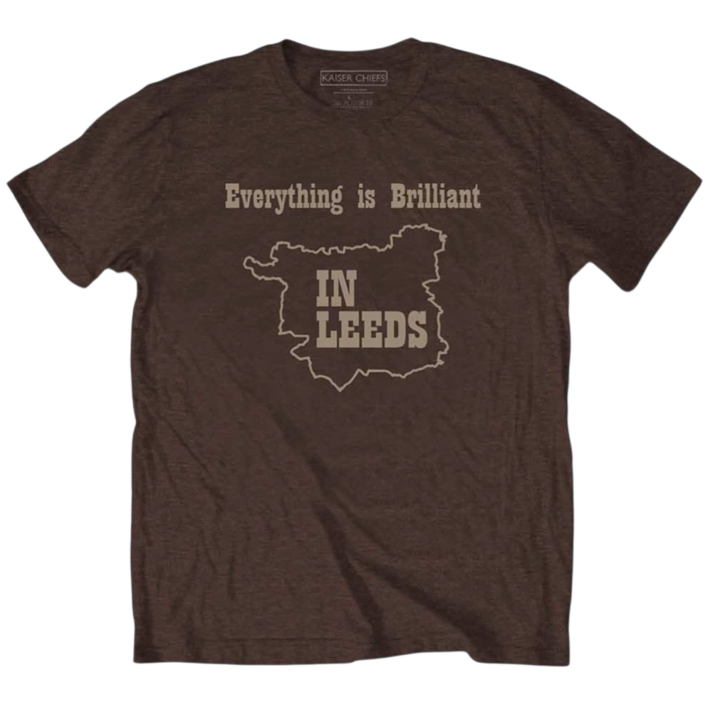 Official Licensed Kaiser Chiefs 'Everything Is Brilliant' T-Shirt - Unisex Chestnut Brown Front & Back Print