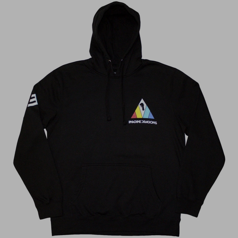 Official Licensed Imagine Dragons 'Triangle Logo' Pullover Hoodie - Unisex Black Front/Back/Sleeve Print