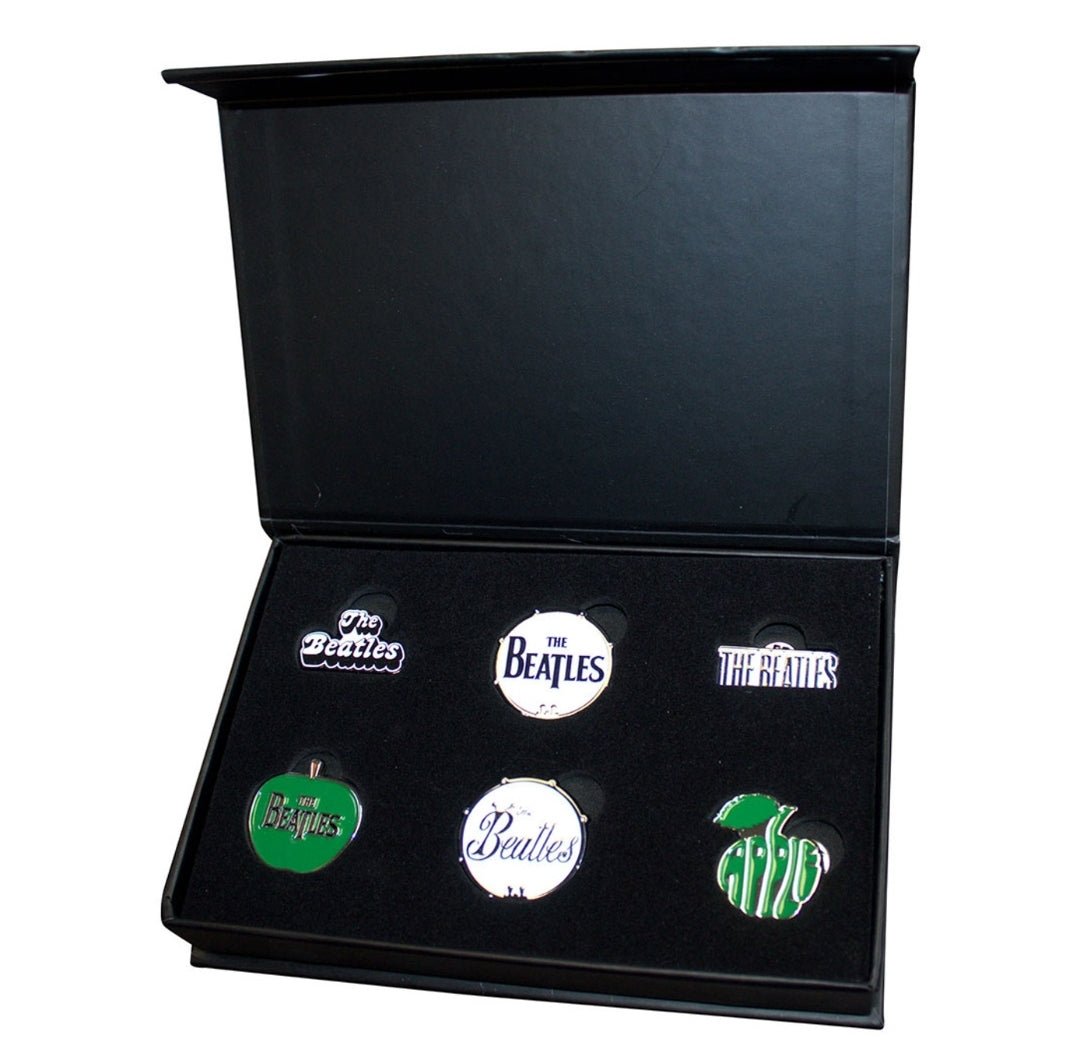 The Beatles - Classic Logos Brass & Enamel Pin Badge Set (Official Licensed)