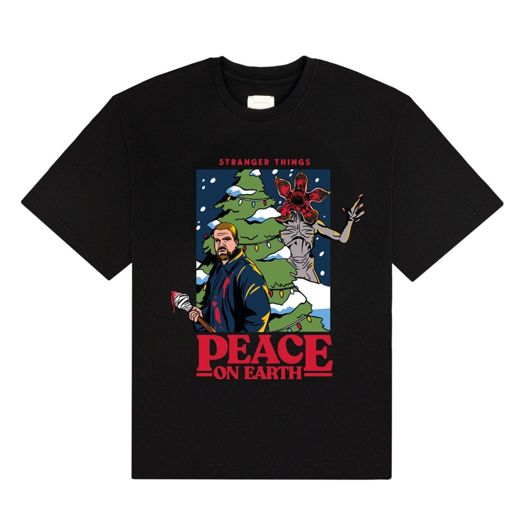 Official Stranger Things Peace On Earth Funfair Christmas Tee | Netflix