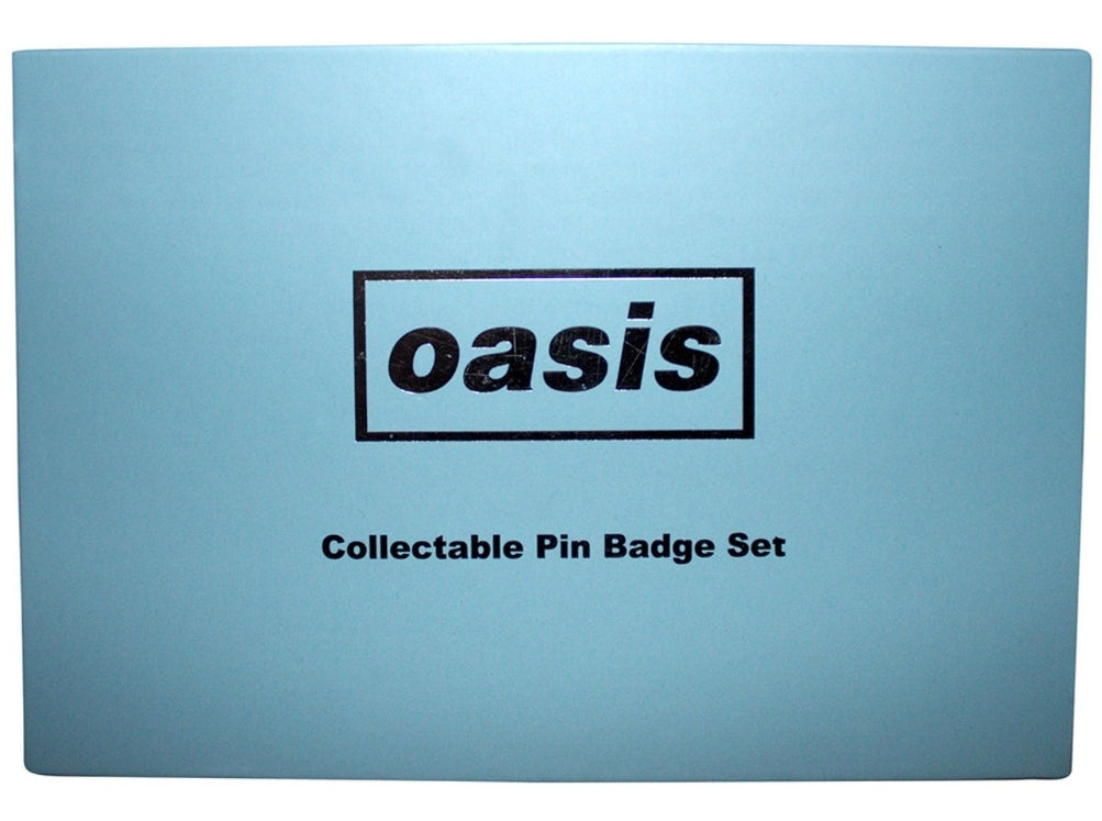 Official Oasis Logos Pin Badge Set - 6 Premium Finishes in Velvet Presentation Box Gift Set