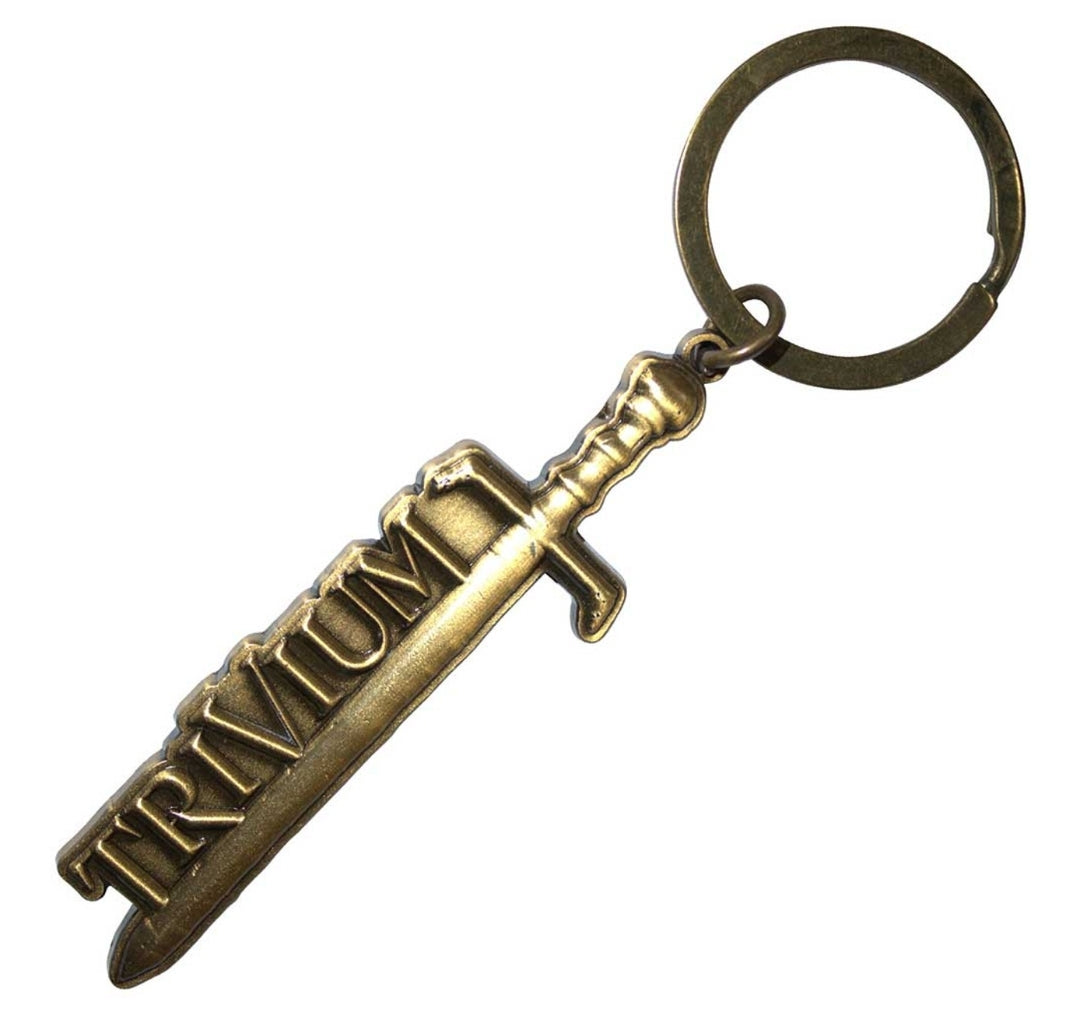 Trivium 'Gold Sword' Keychain – Official Licensed Antiqued Gold Coloured Metal Keyring