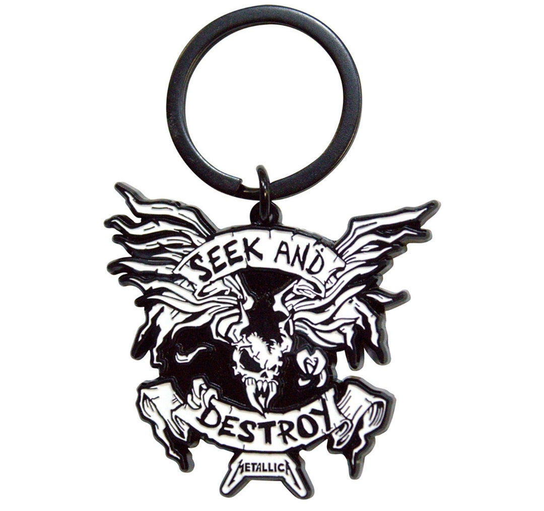 Metallica 'Seek & Destroy' Keychain – Official Licensed Black Dye Coated Metal Keyring