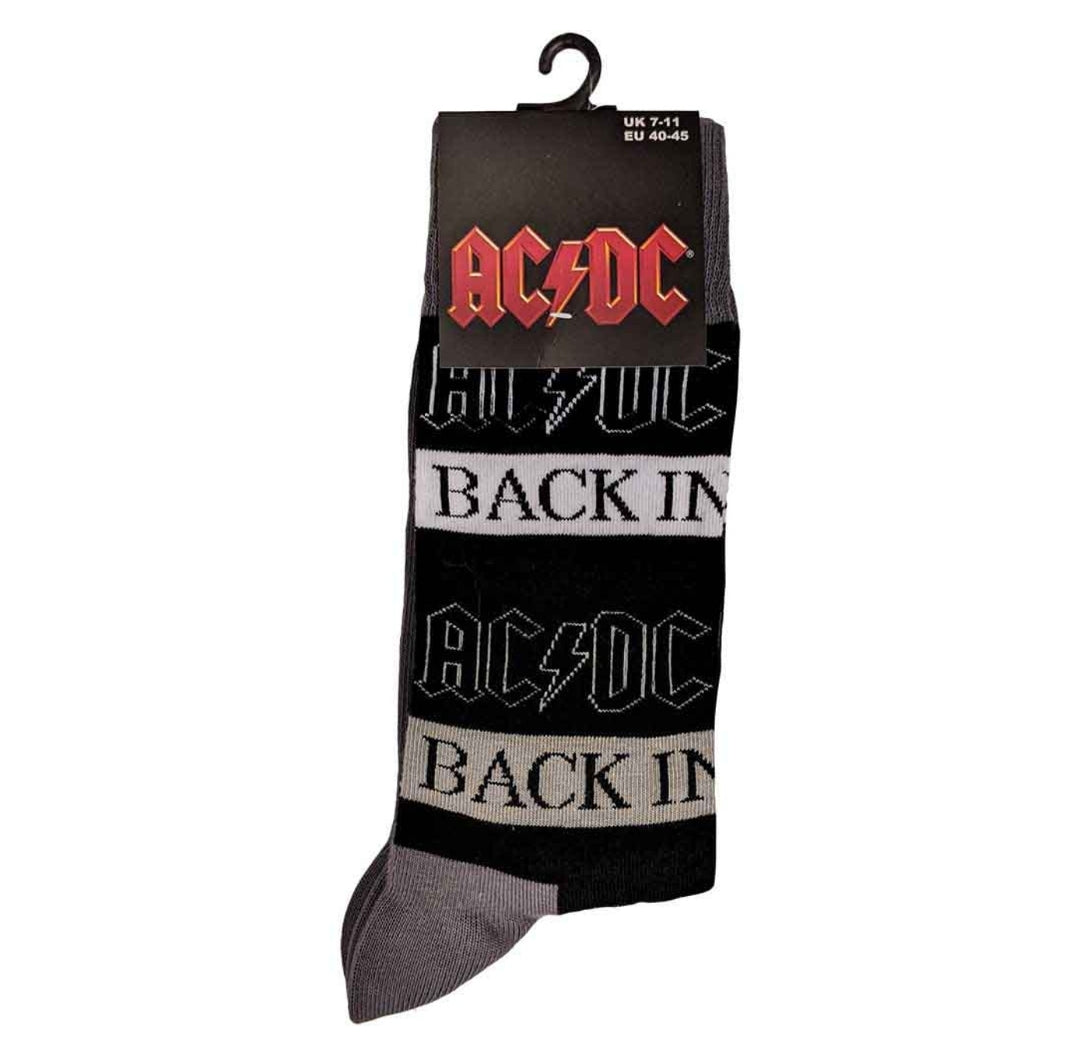 Official AC/DC 'Back In Black' Ankle Socks - UK 7-11 Thunder! | Rock Gift