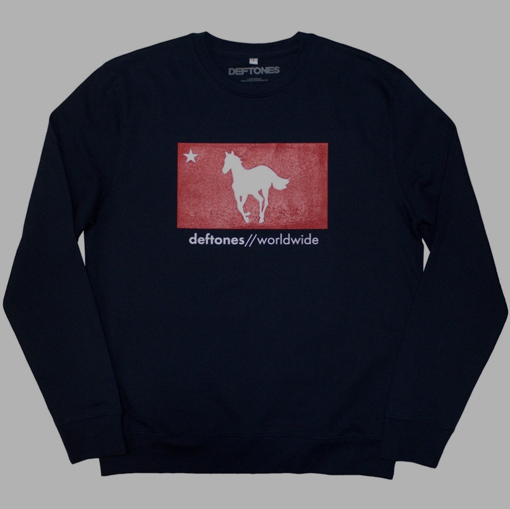 Official Licensed Deftones 'Star & Pony' Sweatshirt - Unisex Navy Blue Front Print
