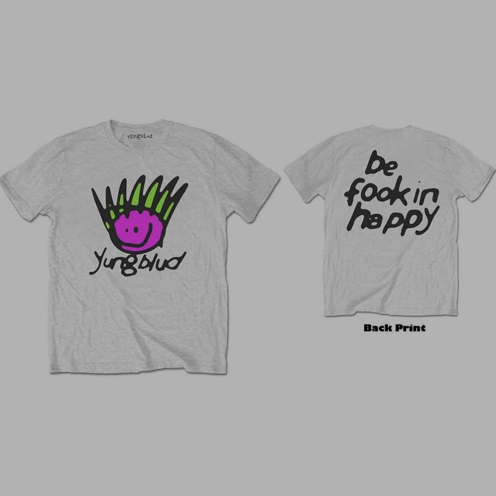 Official Licensed Yungblud 'Face' T-Shirt - Unisex White Front & Back Print