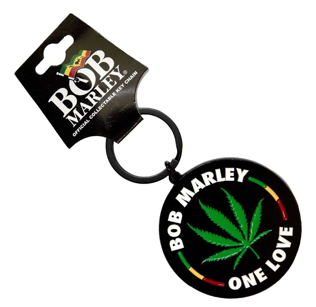 Bob Marley 'Leaf' Keychain – Official Licensed Black Nickel Plated Metal Keyring