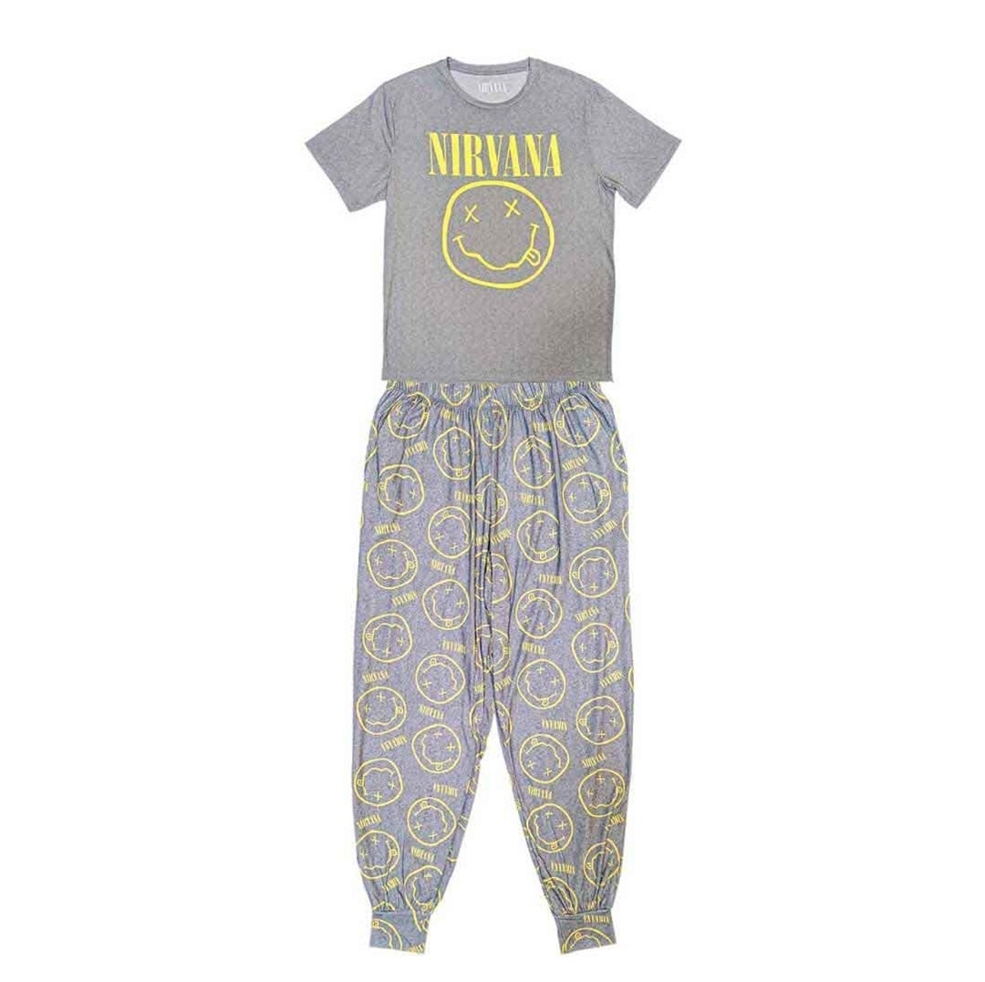 Official Nirvana 'Yellow Smile' Unisex Pyjamas - Last Chance! | Grunge Lounge PJ Set