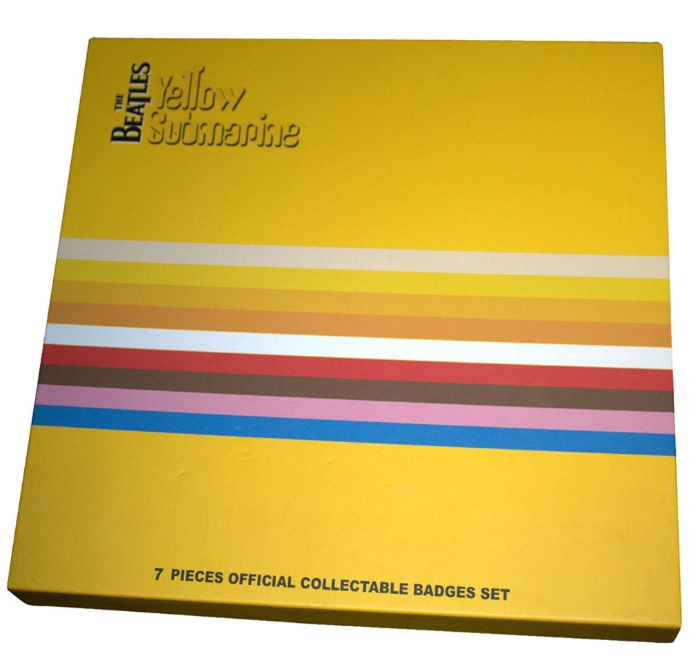 Official The Beatles Yellow Submarine Characters Pin Badge Set - 7 Zinc Alloy Enamel Pins in Heavy Duty Card Box