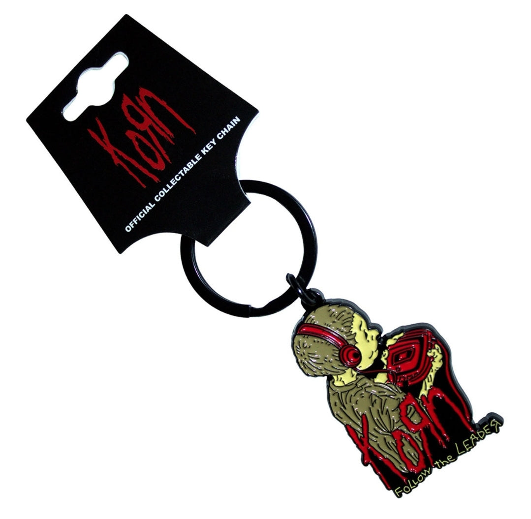 Korn 'Follow The Leader' Keychain – Official Licensed Black Dye Coated Metal Keyring