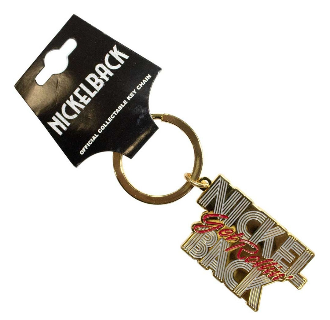 Nickelback 'Get Rollin’' Keychain – Official Licensed Shiny Gold Coloured Metal Keyring