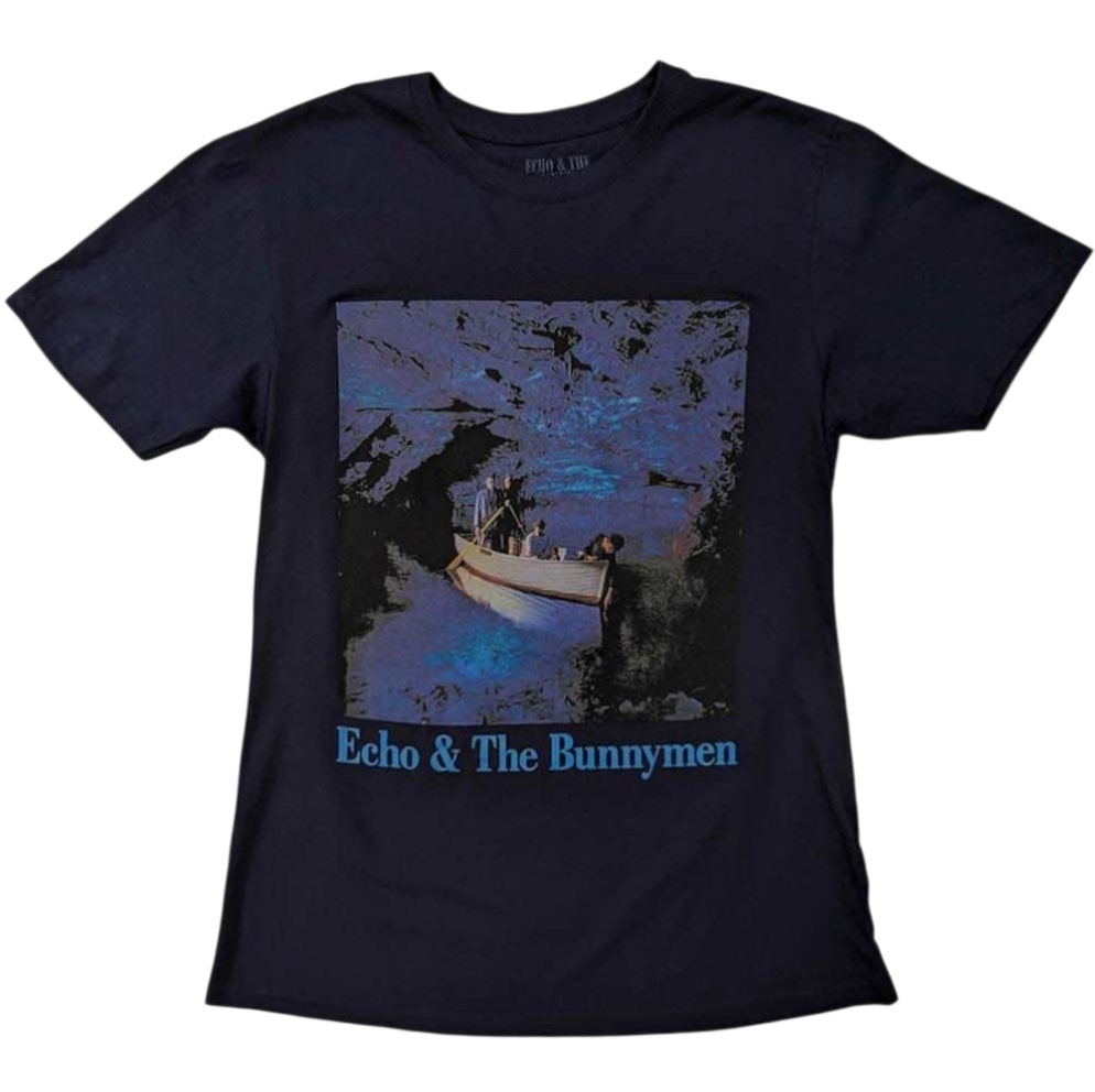 Official Licensed Echo & The Bunnymen 'Ocean Rain' T-Shirt - Unisex Navy Blue Front Print