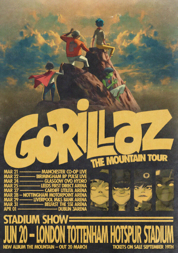 Official Licensed Gorillaz 'Group Circle Rise' T-Shirt - Unisex Charcoal Grey Front Print