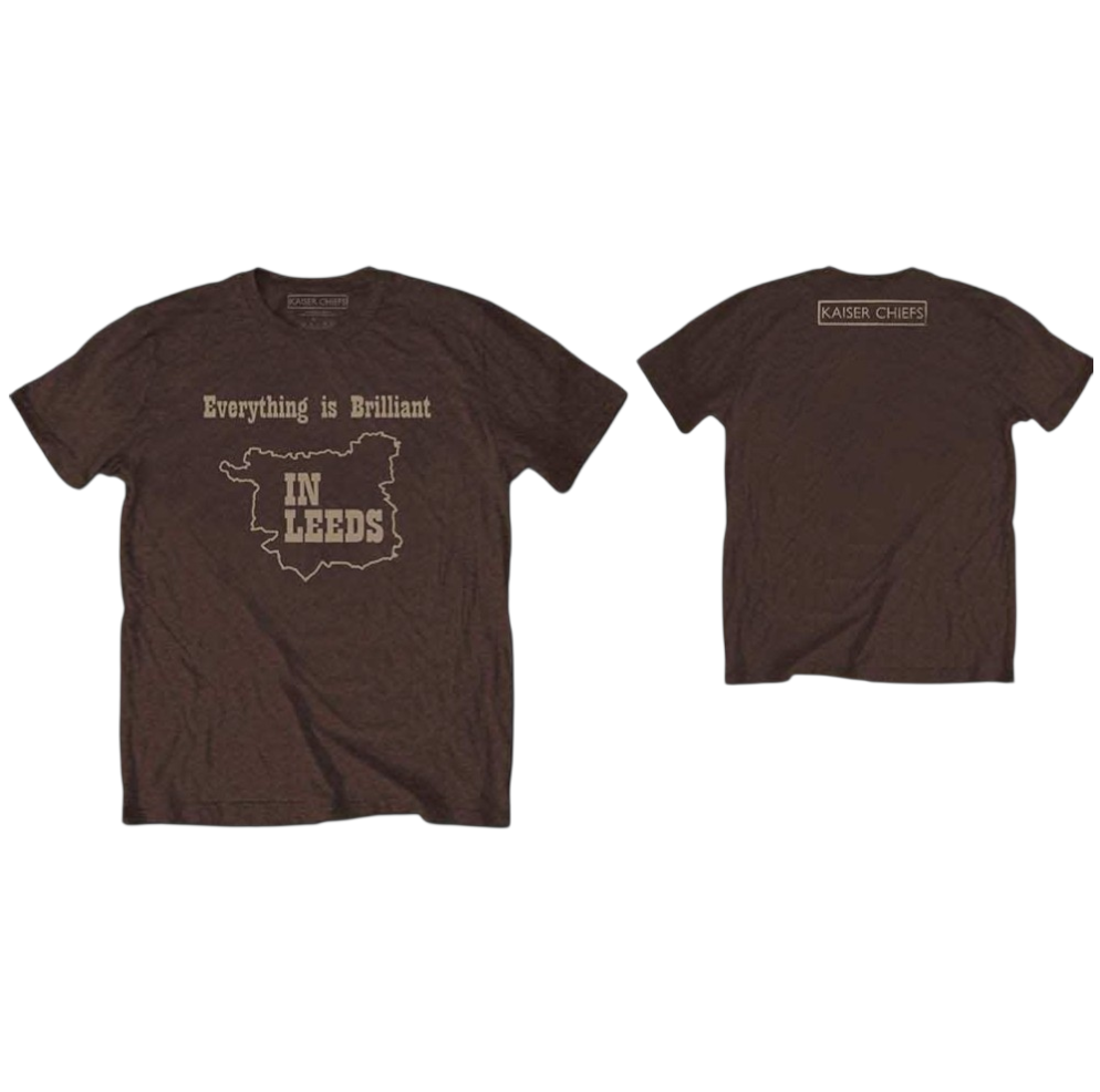 Official Licensed Kaiser Chiefs 'Everything Is Brilliant' T-Shirt - Unisex Chestnut Brown Front & Back Print