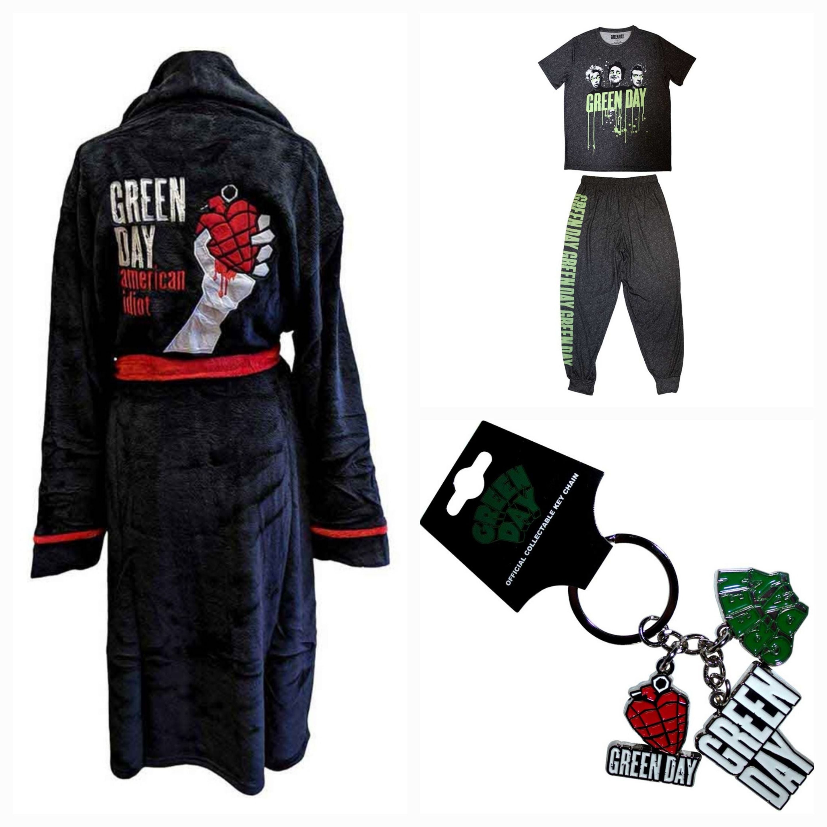 Official Green Day Ultimate Lounge Bundle – Pyjama Set + American Idiot Dressing Gown + Keychain