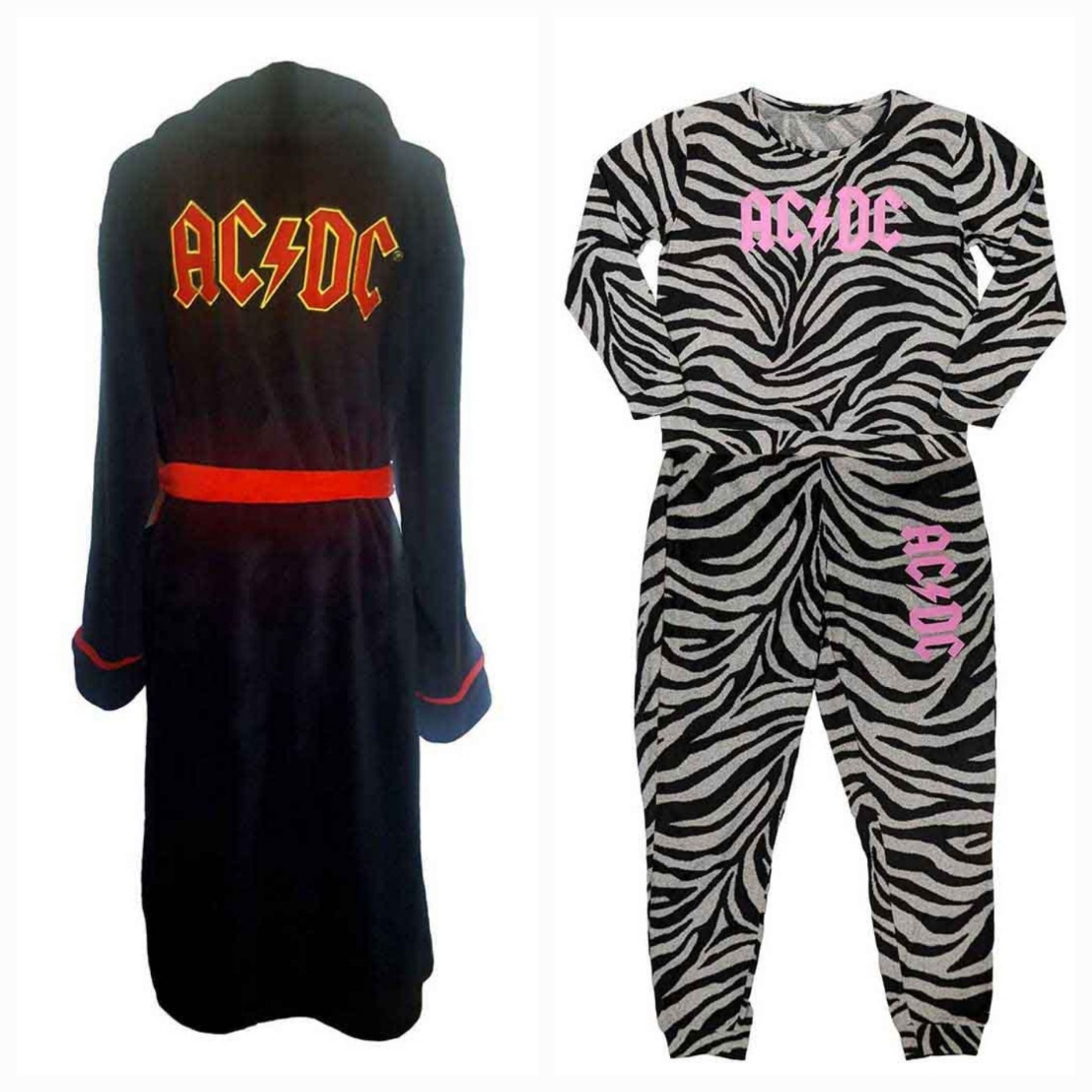 Official AC/DC Ultimate High-Voltage Lounge Bundle – Zebra Pyjama Set + Dressing Gown